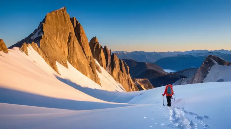 Dos escaladores en un paisaje montañoso nevado