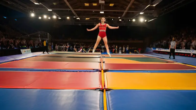 Una vibrante arena interior con trampolines