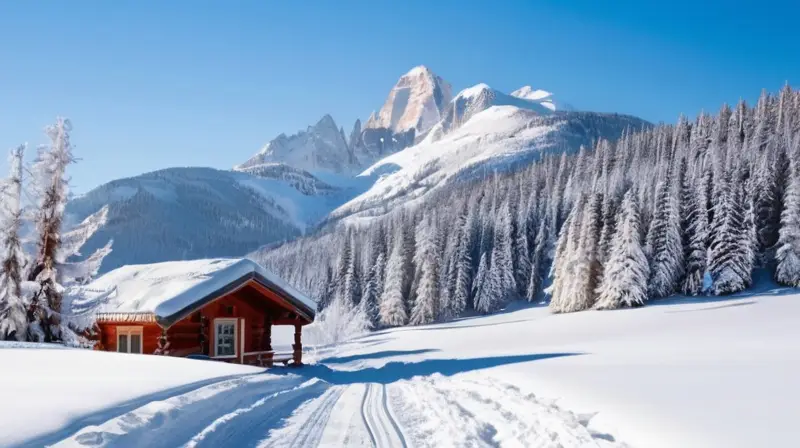 Un paisaje nevado con árboles cubiertos de nieve