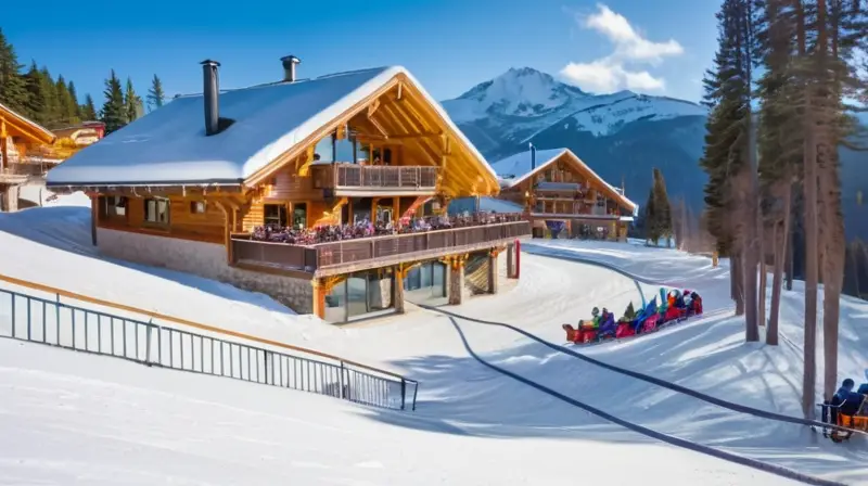 Un animado paisaje invernal con montañas nevadas