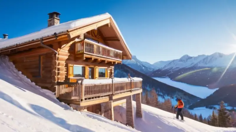 Un paisaje invernal vibrante con montañas nevadas, esquiadores coloridos y un ambiente animado