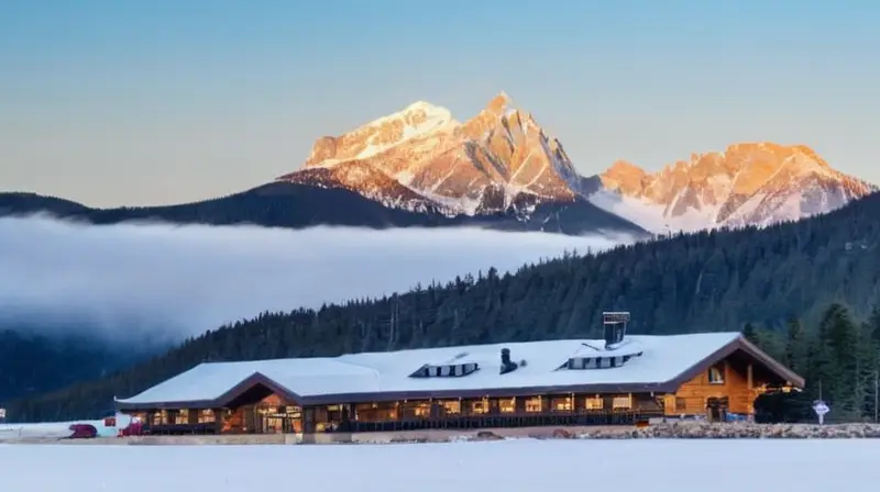 Un aeropuerto rústico en un entorno alpino, rodeado de montañas nevadas y con aviones pequeños, evoca una sensación de aislamiento y aventura