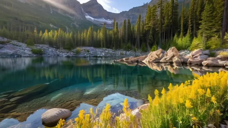 Un paisaje sereno de aguas turquesas rodeado de montañas