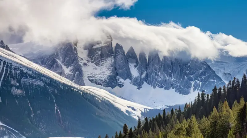 Un paisaje montañoso majestuoso con picos nevados, acantilados de granito, un cielo azul y un teleférico, que ofrece vistas panorámicas de la valle de Chamonix