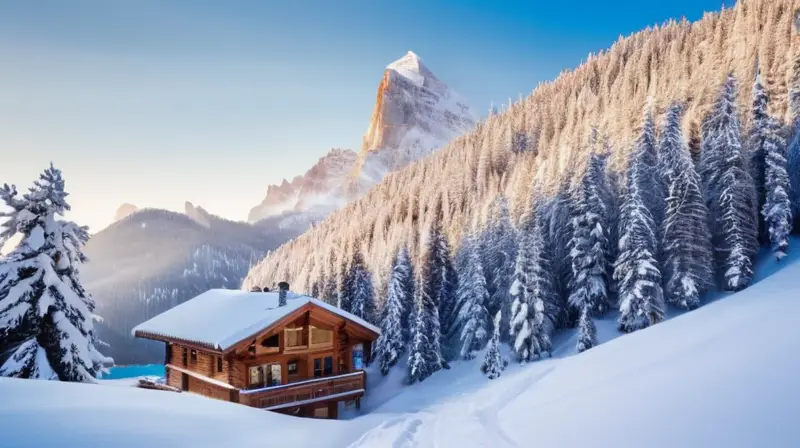 Un paisaje invernal con montañas nevadas