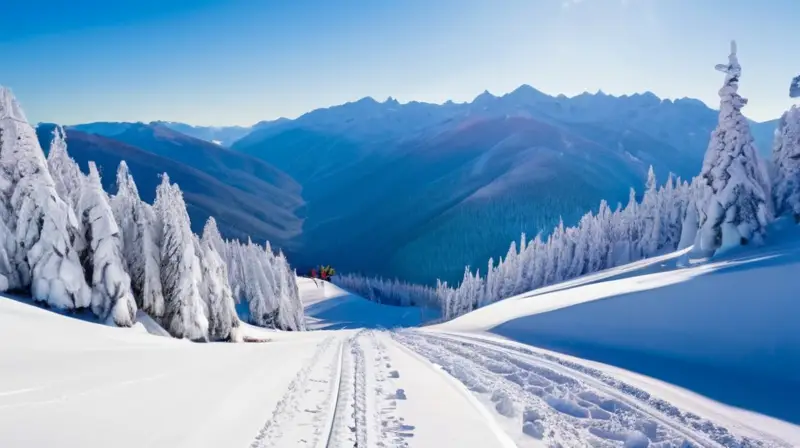 Un vibrante paisaje invernal con esquiadores en acción