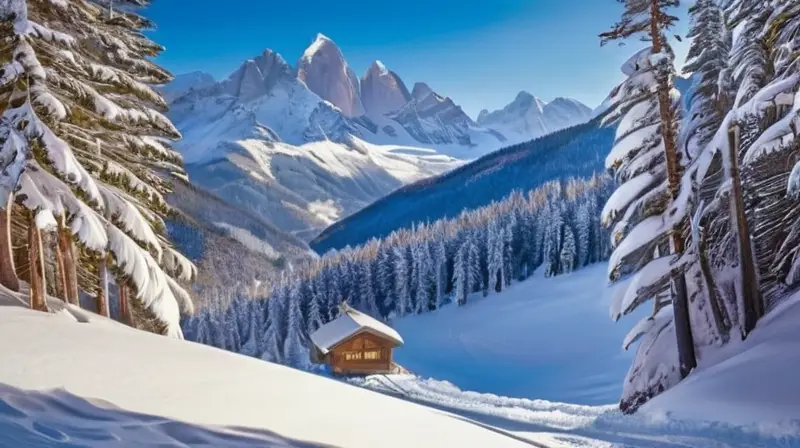 Un paisaje alpino nevado con montañas