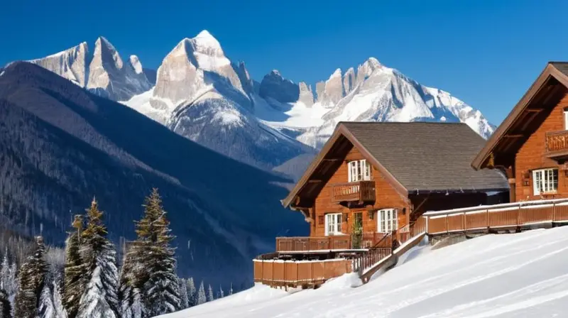 Un paisaje invernal de montañas cubiertas de nieve, esquiadores en acción y un ambiente festivo