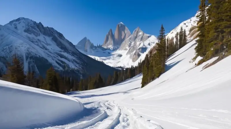 Un paisaje alpino cubierto de nieve refleja una belleza trágica, con rescatistas en acción y un ambiente de urgencia tras una avalancha