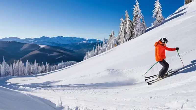 Esquís en pendientes nevadas con familias felices, paisajes vibrantes y un ambiente dinámico