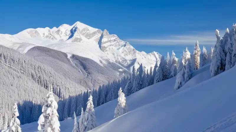 Un vibrante paisaje invernal con esquiadores disfrutando de las laderas nevadas bajo un cielo azul