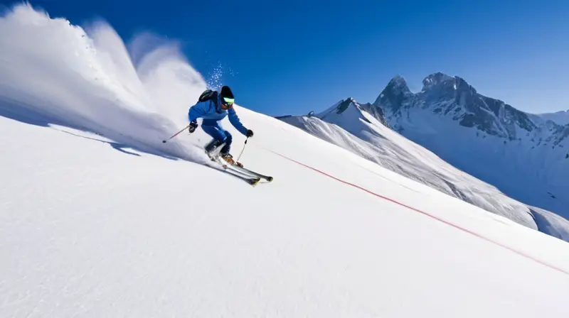 Montañas nevadas con esquiadores vibrantes compitiendo en un ambiente lleno de energía y emoción