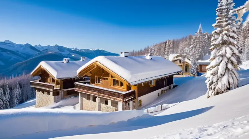 Un paisaje invernal idílico con montañas nevadas