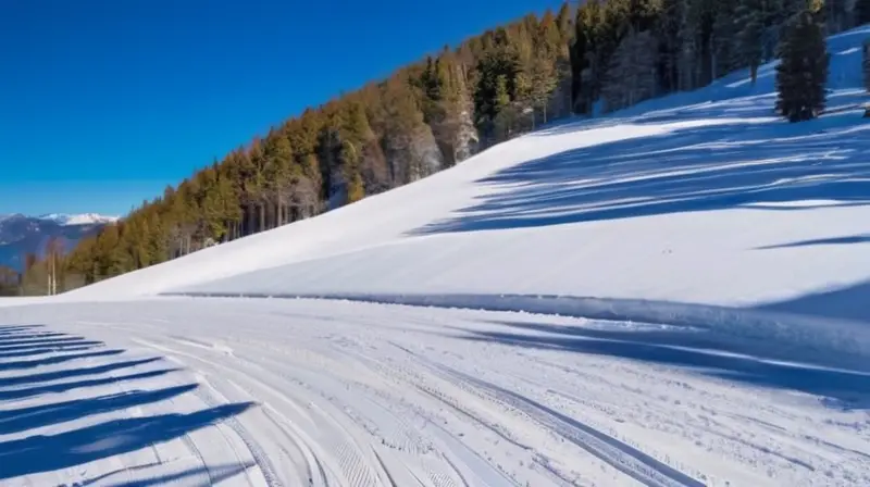 Un aparcamiento nevado con coches alineados