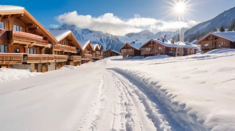 Un idílico paisaje invernal con montañas nevadas