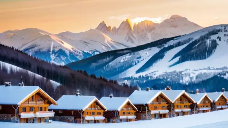 Un paisaje invernal vibrante con montañas nevadas