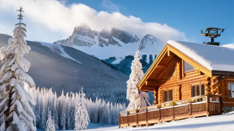 Un paisaje montañoso nevado con esquiadores enérgicos