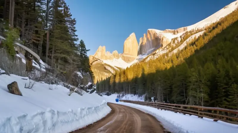 Un paisaje invernal con montañas nevadas, un túnel acogedor y esquiadores listos para la aventura