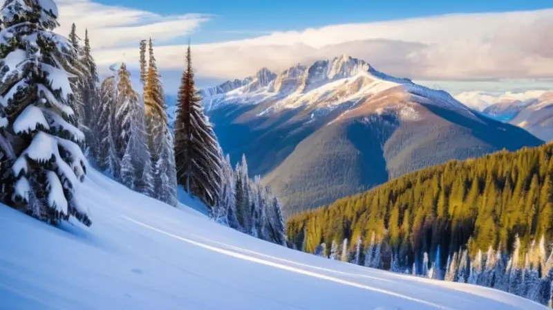 Un paisaje invernal con esquiadores en acción