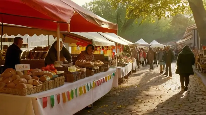 Una animada escena al aire libre en un mercado soleado