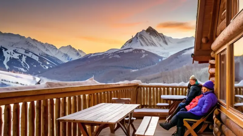 Un acogedor chalet de madera en la nieve