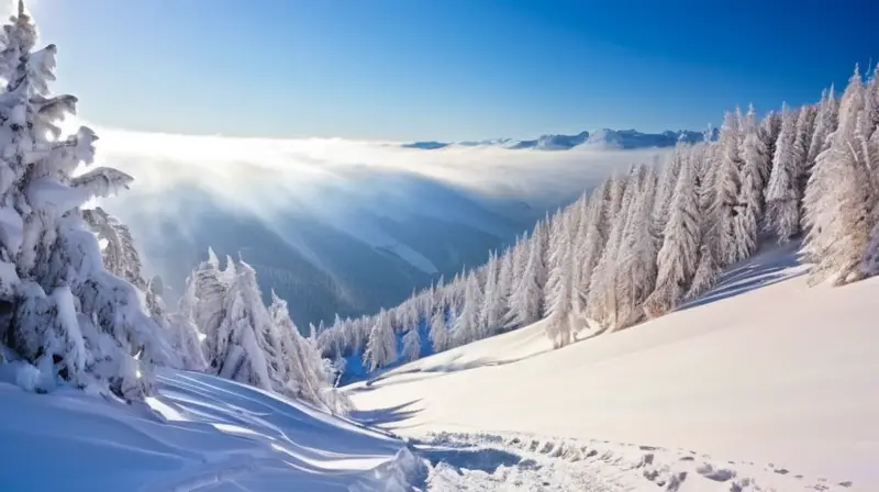 Un paisaje invernal sereno con montañas nevadas