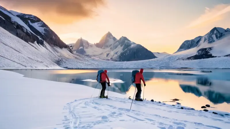 Un grupo de escaladores avanza por un paisaje montañoso nevado