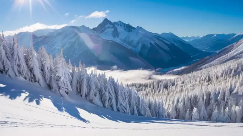 Un paisaje invernal con montañas nevadas