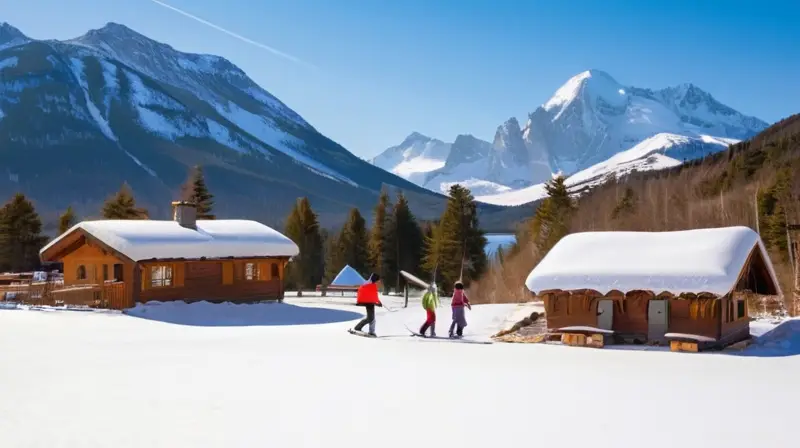 Un paisaje invernal idílico con montañas nevadas