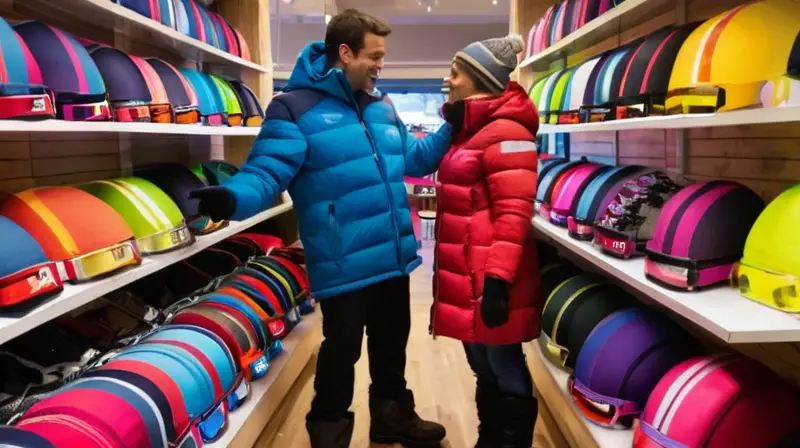 Una tienda de esquí vibrante y iluminada