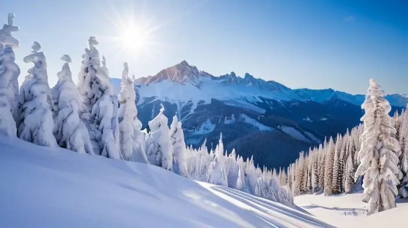 Un paisaje invernal vibrante con montañas nevadas