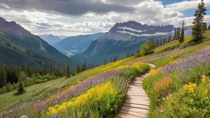 Un paisaje alpino sereno con prados verdes