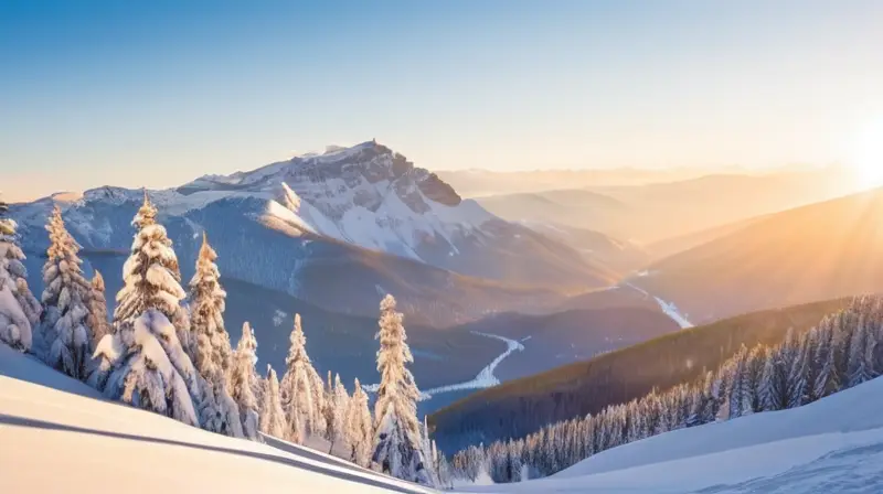 Un paisaje invernal sereno con montañas nevadas