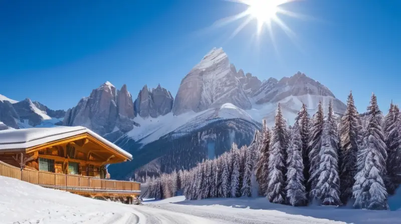 Un paisaje invernal con picos nevados