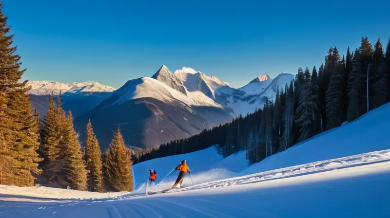 Un paisaje invernal con esquiadores en acción