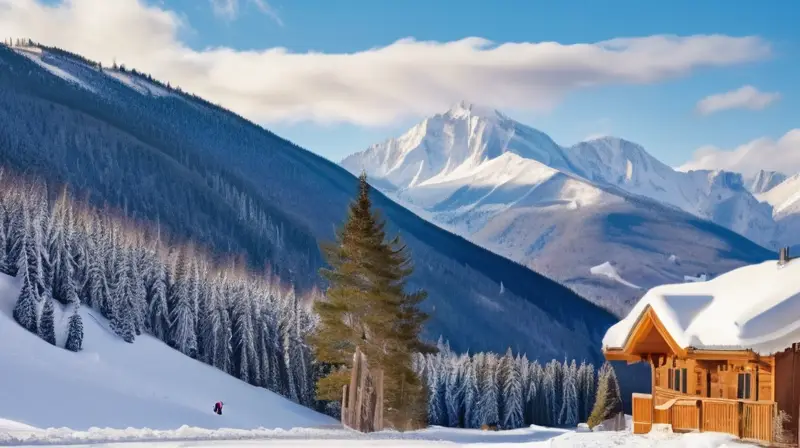 Un paisaje invernal vibrante con familias esquiando