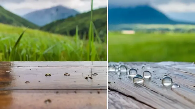 Una imagen dividida muestra a la izquierda un paisaje soleado y vibrante