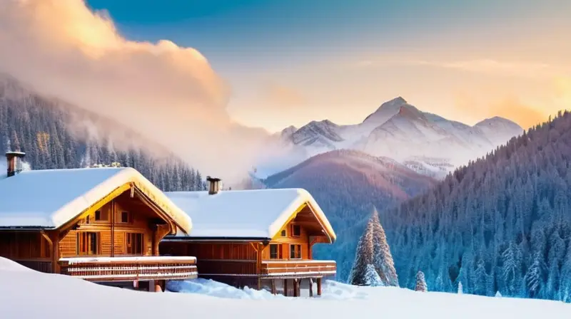 Un paisaje invernal idílico con montañas cubiertas de nieve