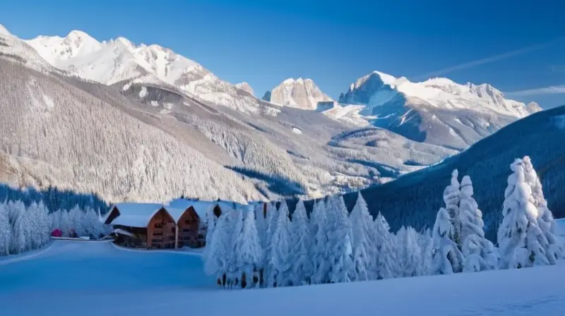 Un paisaje invernal sereno con montañas nevadas