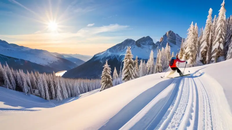 Un paisaje invernal vibrante con montañas nevadas