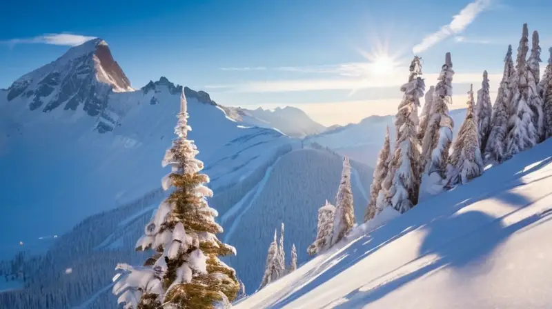 Un paisaje invernal perfecto con montañas nevadas