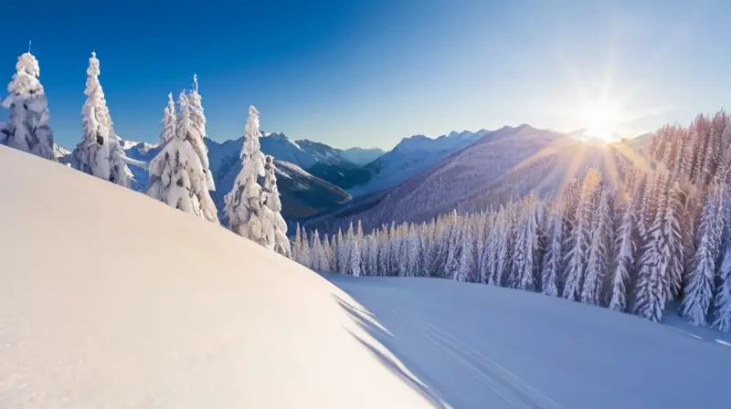 Un paisaje invernal de montañas cubiertas de nieve