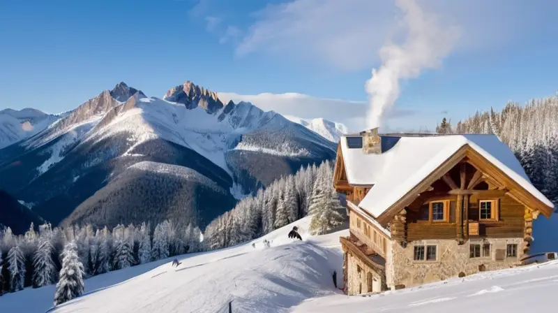 Un paisaje invernal idílico con montañas nevadas