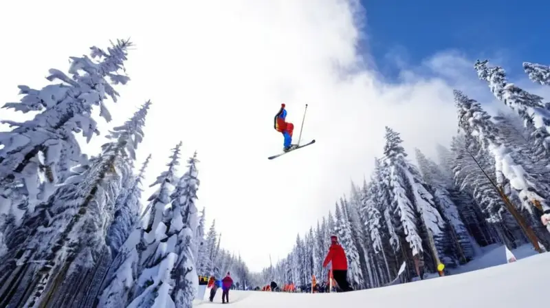 Un emocionante evento de esquí en un paisaje invernal vibrante y lleno de energía