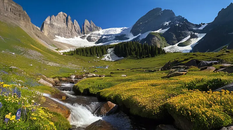 Un paisaje montañoso impresionante con picos nevados