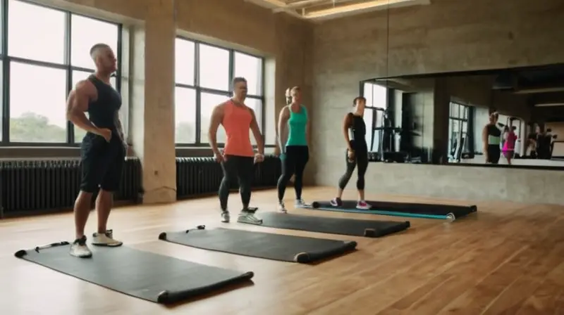 Un gimnasio bien iluminado con atletas en acción, mostrando músculos definidos y un ambiente cálido