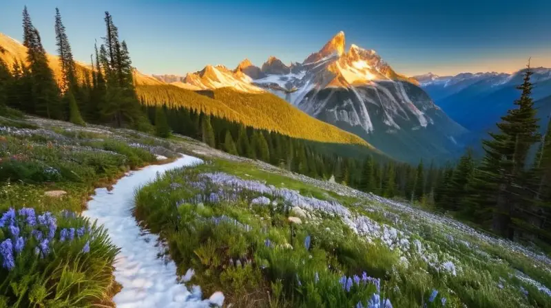 Un paisaje montañoso majestuoso con picos nevados