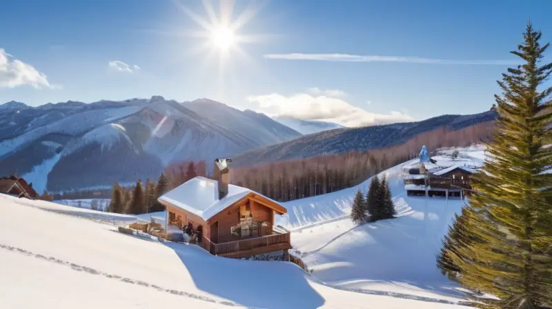 Un paisaje invernal idílico con montañas nevadas