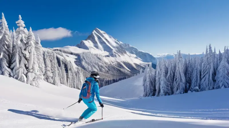 Un paisaje invernal con esquiadores en chaquetas vibrantes