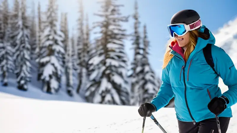 Una mujer embarazada esquiando en una pendiente nevada